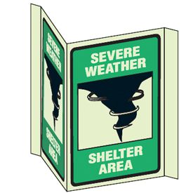 Severe Weather Shelter Area - 3-Way Safety Sign | Seton
