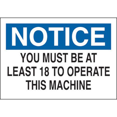 Hazard Labels - Notice You Must Be At Least 18 | Emedco