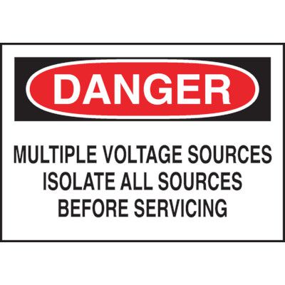 Lockout Labels - Danger Multiple Voltage Sources | Seton