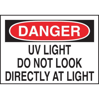 Avoid Direct Sublight Label Hazard Warning Labels - Danger UV Light Do Not Look Directly At Light ...