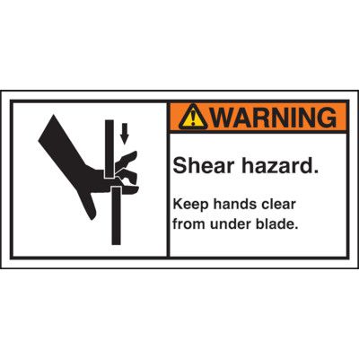 ANSI Warning Labels - Warning Shear Hazard, Machine Labels | Emedco
