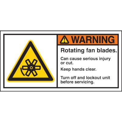 ANSI Warning Labels - Rotating Fan Blades, Safety Labels | Emedco