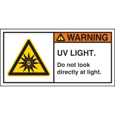 ANSI Warning Labels - UV / Ultraviolet Light | Emedco