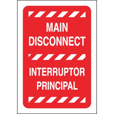 Electrical Warning Labels - Main Disconnect (Bilingual) | Seton.ca