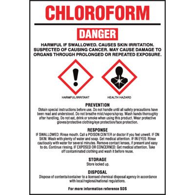 GHS Chemical Labels - Chloroform, Chemical Safety Labels | Seton