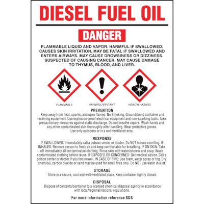 GHS Chemical Labels - Diesel Fuel Oil, GHS Labels | Seton