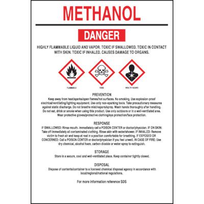 Methanol Lab Label GHS Chemical Labels - Methanol|Seton Canada | Seton.ca