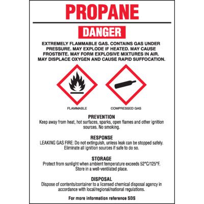 Propane Sample Label Chemical GHS Labels - Propane, Chemical Safety Labels | Seton