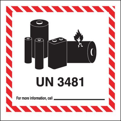 UN3481 Lithium Battery Labels | Battery in Equipment Shipping | Emedco
