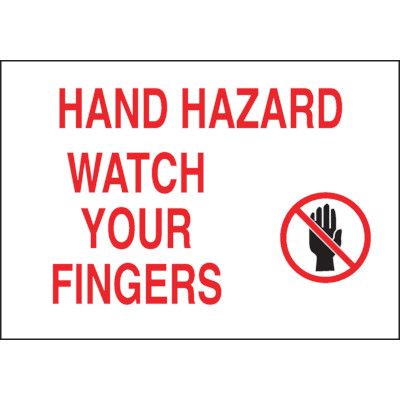 Machine Hazard Labels - Hand Hazard Watch Your Fingers | Emedco