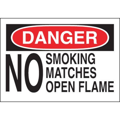 Danger Label - No Smoking Matches Open Flame | Emedco