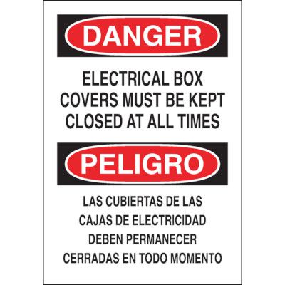 Bilingual Voltage Warning Labels - Electrical Boxes Must Be Covered ...