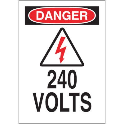 Danger 240 Volts - 5pk ANSI Z535 Electrical Labels | Emedco