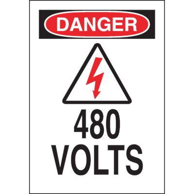 Danger 480 Volts - ANSI Z535 Electrical Labels | Emedco