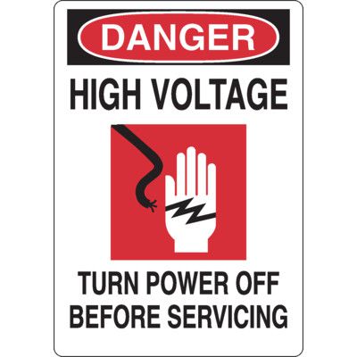 Danger High Voltage Turn Power Off - Electrical Safety Signs