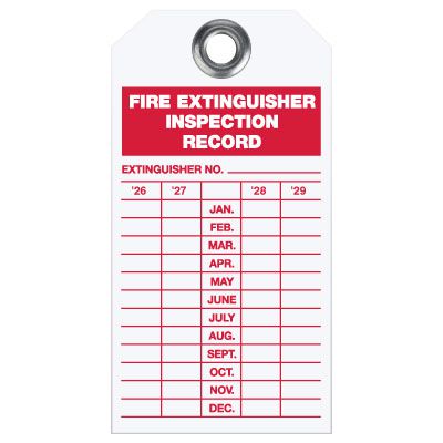 Plastic Fire Extinguisher Inspection Tags - 2026-2029 | Seton