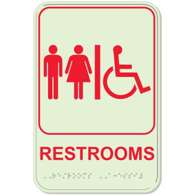 Man/Woman Restroom Signs with Accessibility - Glo-Brite ADA Braille ...