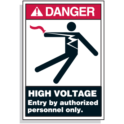 Lockout Hazard Labels- High Voltage, Entry By Authorized Personnel Only ...