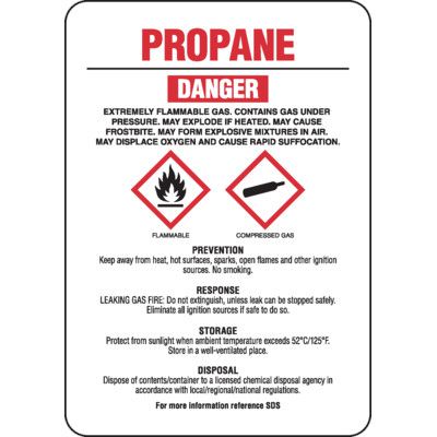 Propylene Gas Sign Chemical GHS Signs - Propane, Chemical Hazard Sign | Emedco