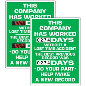 Company Without Lost Time Accident Scoreboard Sign | Seton Canada ...