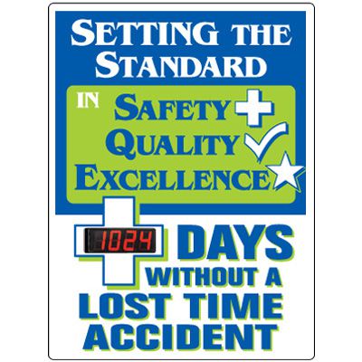 Days Safe Tracker Safety Scoreboards & Days Without Incident Signs | Seton