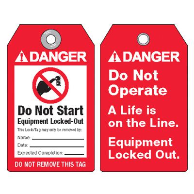 ANSI Lockout Tagout Tags - Danger Do Not Start Equipment Locked-Out ...