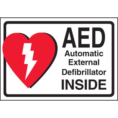 AED Inside Cabinet Label | Emedc | Emedco