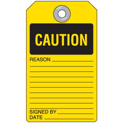 Caution Self-Laminating Accident Prevention Tag | Emedco