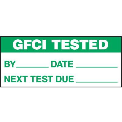 Gfci Label GFCI Tested Status Label | Emedco
