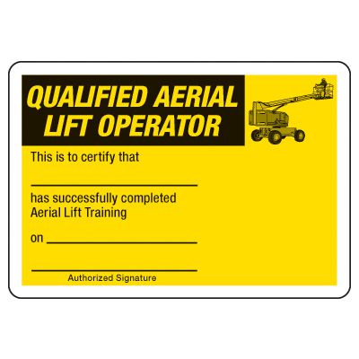 Certification Wallet Cards - Qualified Aerial Lift Operator | Seton