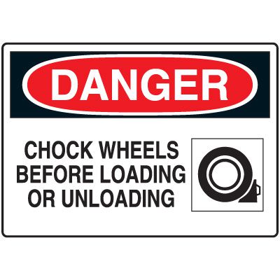Loading Wheel Sign Danger Chock Wheels Before Loading Sign | Seton Canada | Seton.ca