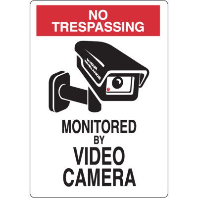 No Trespassing area Monitored By Video Camera Sign | Emedco