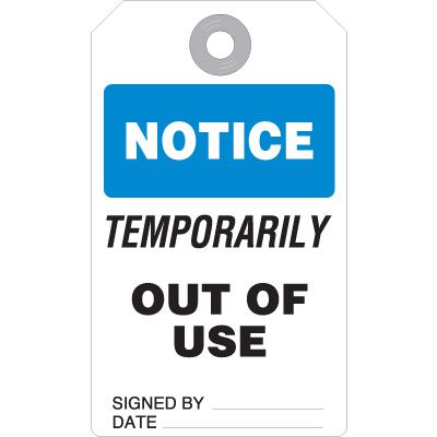 Temporarily Out Of Use - Accident Prevention Duro-Tag | Seton