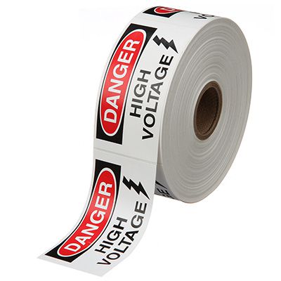 Safety Labels On A Roll - Danger High Voltage (Roll of 500) | Seton