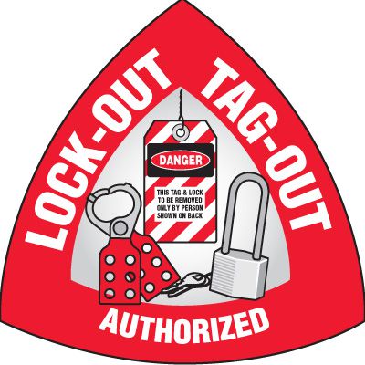 Hard Hat Label Circular - Lockout Tagout Authorized Employees - E - Foto 7