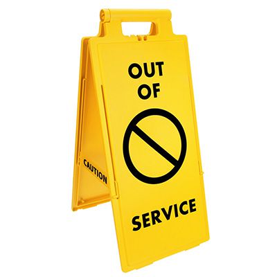 Cartello Vsafety Caution Out Of Order | Segnale Da Pavimento Giallo | Autoportante Con Maniglia - 2