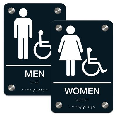 GcnKeuz ADA Bralle Man and Women Bathroom Sgns,9 x 6 nches Restroom