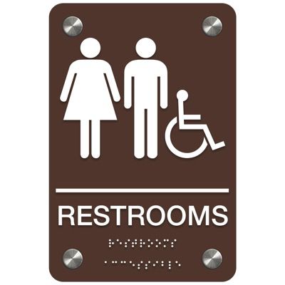Man/Woman Restroom Signs - Bilingual Braille Signs w Accessibility ...