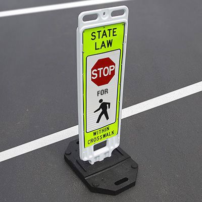 State Law Stop for Pedestrians Within Crosswalk Safety Signs