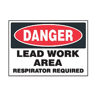 Chemical Safety Labels - Danger Lead Work Area | Emedco