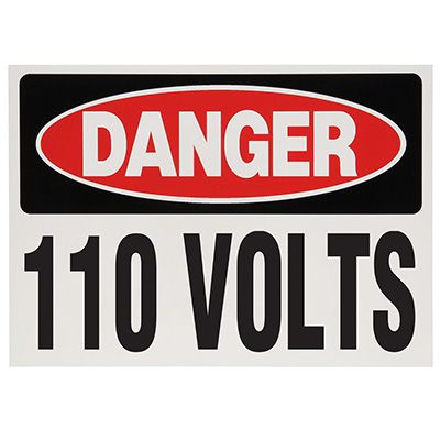 Voltage Warning Labels - Danger 110 Volts | Emedco