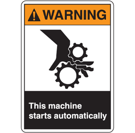 ANSI Warning Labels - Machine Starts Automatically (6