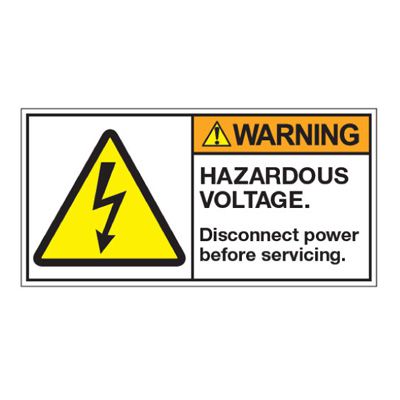 ANSI Z535 Safety Labels - Hazardous Voltage Disconnect Before