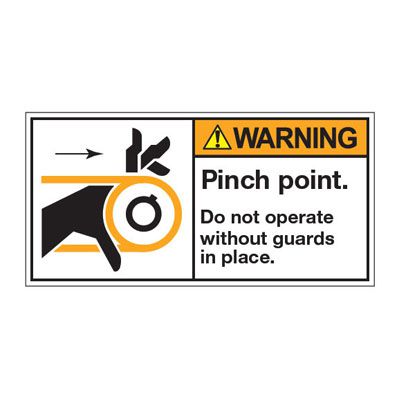 ANSI Z535 Labels, Pinch Point Do Not Operate Without Guards | Seton