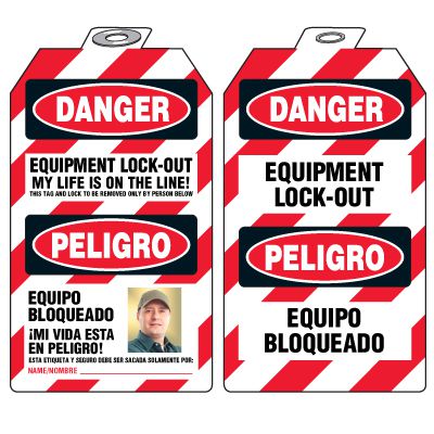 Bilingual Self-Laminating Padlock Tags - Equipment Lock-Out | Emedco