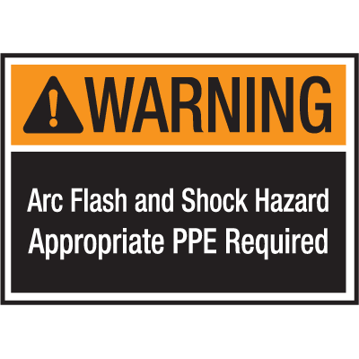 Warning Labels - Arc Flash And Shock Hazard PPE Required (Black) | Emedco