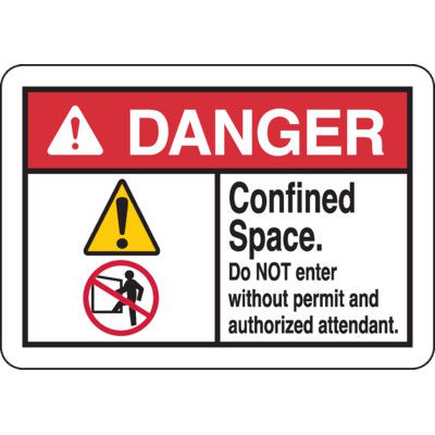 ANSI Z535 Safety Signs - Danger Confined Space Do Not Enter