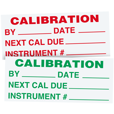 Cal Due Code Write-On Status Roll Labels - Calibration by ___ Date ___ Next Cal Due ...