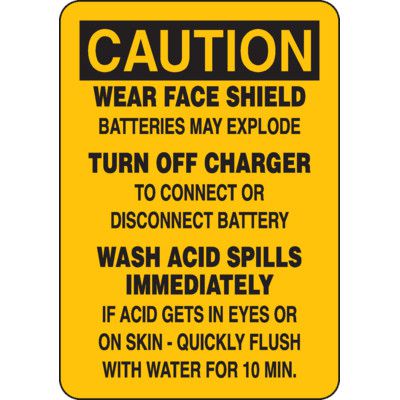 Caution Battery Charging Rules Sign, Battery Charging Signs | Emedco