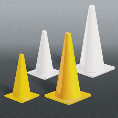 White & Yellow PVC Traffic Cones | Emedco